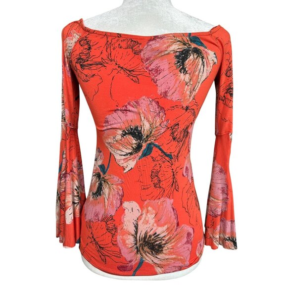 Free People Birds of Paradise Top XS Bell Sleeve Fairy Floral Bohemian Feminine - Picture 4 of 10